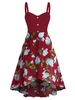 Sleeveless Flower Print Mock Button High Low Dress