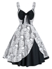 Sleeveless Halloween Skull Lace Insert Twofer Dress