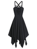 Sleeveless Lace-up Front Handkerchief Gothic Dress