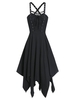 Sleeveless Lace-up Front Handkerchief Gothic Dress