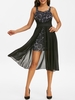 Sleeveless Marble Print Chiffon Insert Slit Front Dress