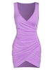 Sleeveless Plunge Neck Ruched Surplice Sheath Dress