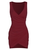 Sleeveless Plunge Neck Ruched Surplice Sheath Dress