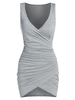 Sleeveless Plunge Neck Ruched Surplice Sheath Dress