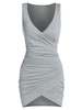 Sleeveless Plunge Neck Ruched Surplice Sheath Dress