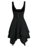 Sleeveless Rivet Embellished Ruched Hanky Hem Underbust Pinafore Dress
