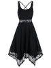 Sleeveless Strappy Backless Handkerchief Lace Dress