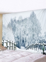 Snow Forest Bridge Road Print Tapestry Wall Hanging Art Decoration