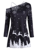 Snowflake Dotted Cold Shoulder Christmas Plus Size Top With Cami Top
