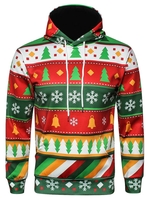 Snowflake Geometric Christmas Print Pullover Hoodie
