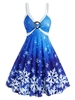 Snowflake Print Ombre Color O Ring Christmas Dress