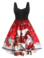 Snowflake Ruched Snowman Santa Claus Christmas Plus Size Dress