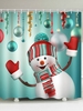 Snowman Christmas Cartoon Printed Waterproof Shower Curtain