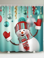 Snowman Christmas Cartoon Printed Waterproof Shower Curtain
