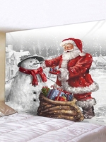 Snowman Santa Claus Print Waterproof Wall Tapestry