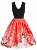 Snowman Snowflake Lace Trim Back Zipper Christmas Dress