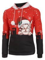 Snowy City Christmas Cat Graphic Front Pocket Hoodie