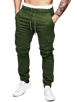 Solid Color Splicing Faux Back Pocket Casual Jogger Pants