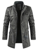 Solid Faux Fur Artificial Leather Longline Jacket with Belt