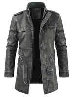 Solid Faux Fur Artificial Leather Longline Jacket with Belt