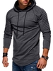 Solid Pleated Sleeve Hem Curved Long Fleece Hoodie