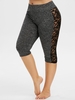 Space Dye Lace Panel Knee Length Plus Size Leggings