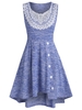 Space Dye Print Asymmetric Butterfly Lace Insert Dress