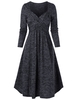 Space Dye Print Crossover Long Sleeve Casual Dress