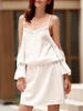 Spaghetti Strap Lace Panel Casual Dress With Sleeves