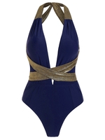 Sparkly Plunge Wraparound High Cut One-piece Swimsuit
