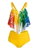 Splatter Moon And Sun Print Padded High Waist Tankini Swimwear