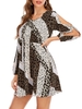 Split Sleeve Leopard Dalmatian Dot Print Mini Dress