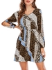 Split Sleeve Leopard Dalmatian Dot Print Mini Dress