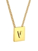 Stainless Steel 18K Gold Plated Square Initial Necklace