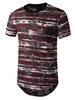 Star Print Sheer Patch Hole Longline Curved T Shirt
