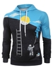Starry Spaceman Print Kangaroo Pocket Drawstring Hoodie