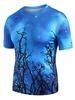Starry Tree Branch Print Crew Neck Short Sleeve T Shirt