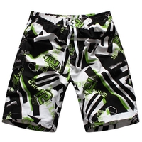 Straight Leg Drawstring Hit Color Geometric Print Men
