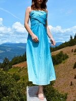 Strapless Bandeau Ombre Bandage Maxi Holiday Dress