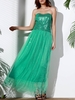 Strapless Bandeau Sequin Long Swing Prom Evening Dress