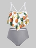 Strappy Flounces Pineapple Stripes Plus Size Tankini Swimwear