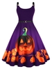 Straps Pumpkin Print Halloween Plus Size Vintage Dress