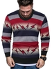 Striped Lightning Graphic Crew Neck Fleece Sweater
