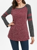 Striped Raglan Sleeve Contrast Ribbed Curved Hem Knitwear