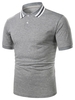 Striped Turndown Collar Short Sleeve Casual T Shirt