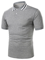 Striped Turndown Collar Short Sleeve Casual T Shirt