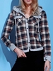 Stylish Hooded Long Sleeve Gingham Single-Breasted Women