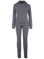 Stylish Hooded Long Sleeve Sweatshirt + Solid Color Slimming Pants Women