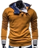 Stylish Hooded Slimming Color Splicing Zipper Design Long Sleeve Thicken Polyester Hoodie For Men