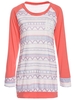 Stylish Round Neck Long Sleeve Printed Pocket Design Women